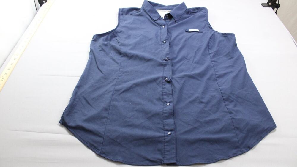 Columbia Sleeveless Fishing Shirt PFG Bahama Womens XL Blue Shell Quick Dry